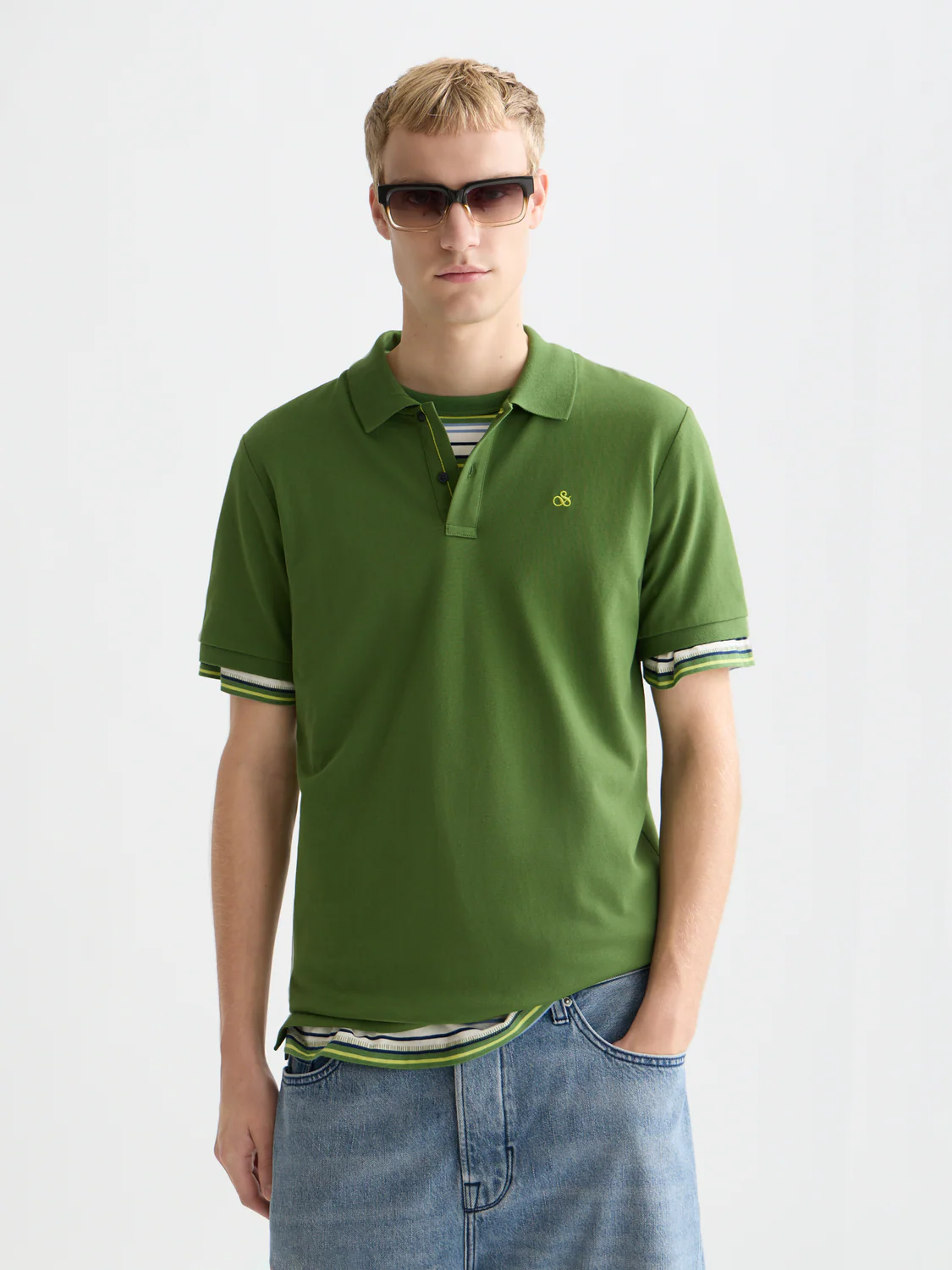 Scotch & Soda Seasonal Essentials pique logo polo aus Baumwolle in Garden Green