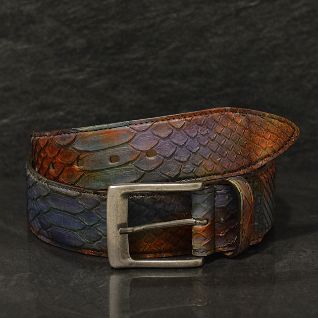 Ralph Gladen Schlangenleder-Gürtel Python Sonderbreite 4,5cm in batik multicolour 