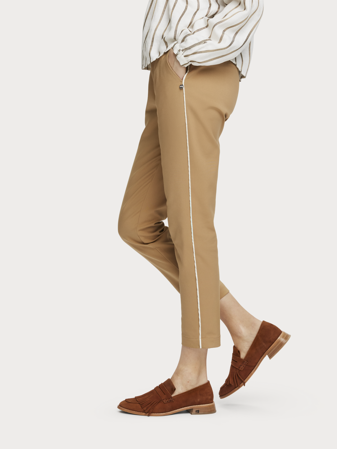 Scotch&Soda Figurbetonte Stretch-Hose camel