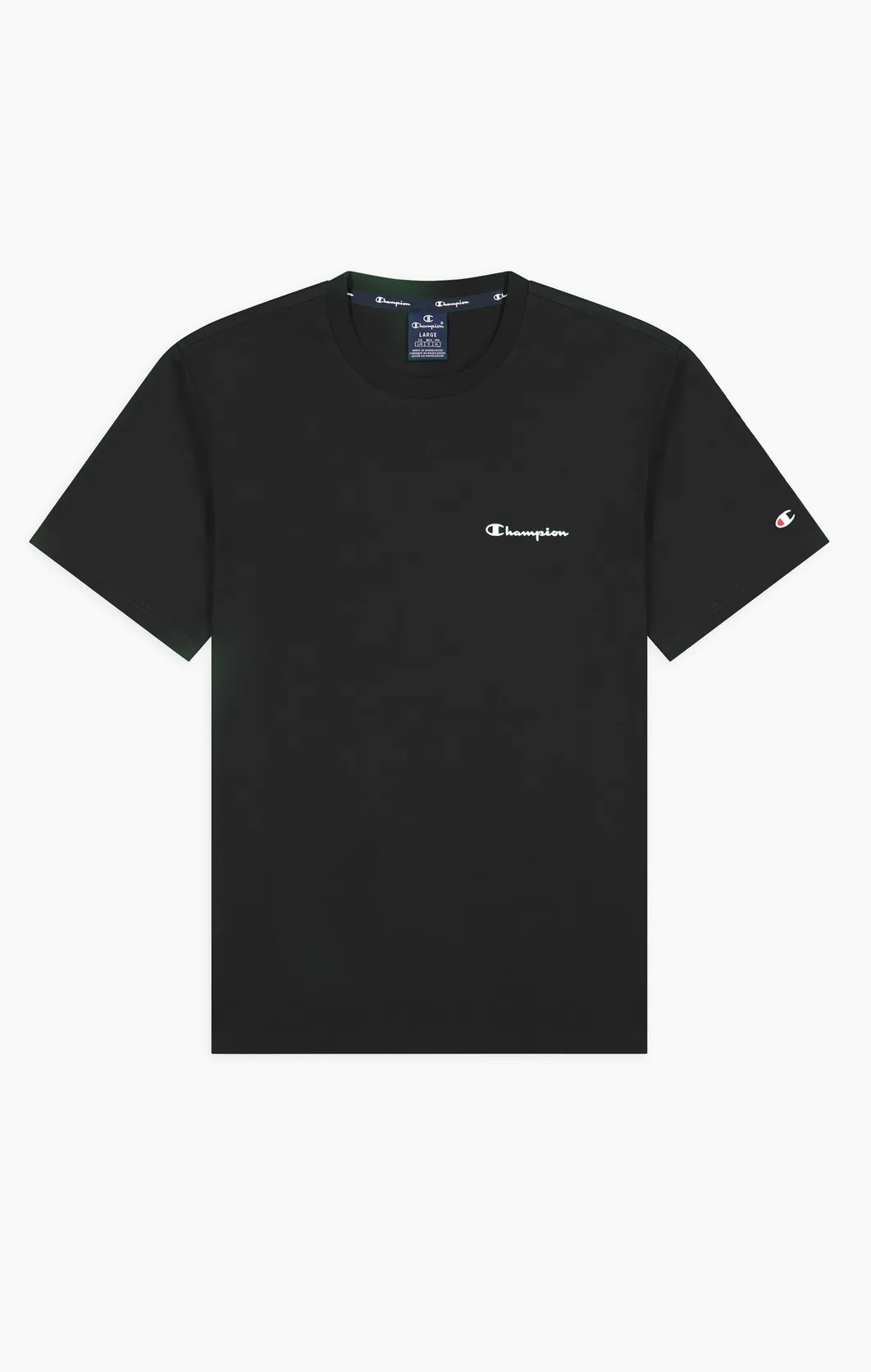 Champion Leichtes Baumwoll-T-Shirt mit kleinem Logo-Schriftzug in schwarz Champion Leichtes Baumwoll-T-Shirt mit kleinem Logo-Schriftzug in schwarz