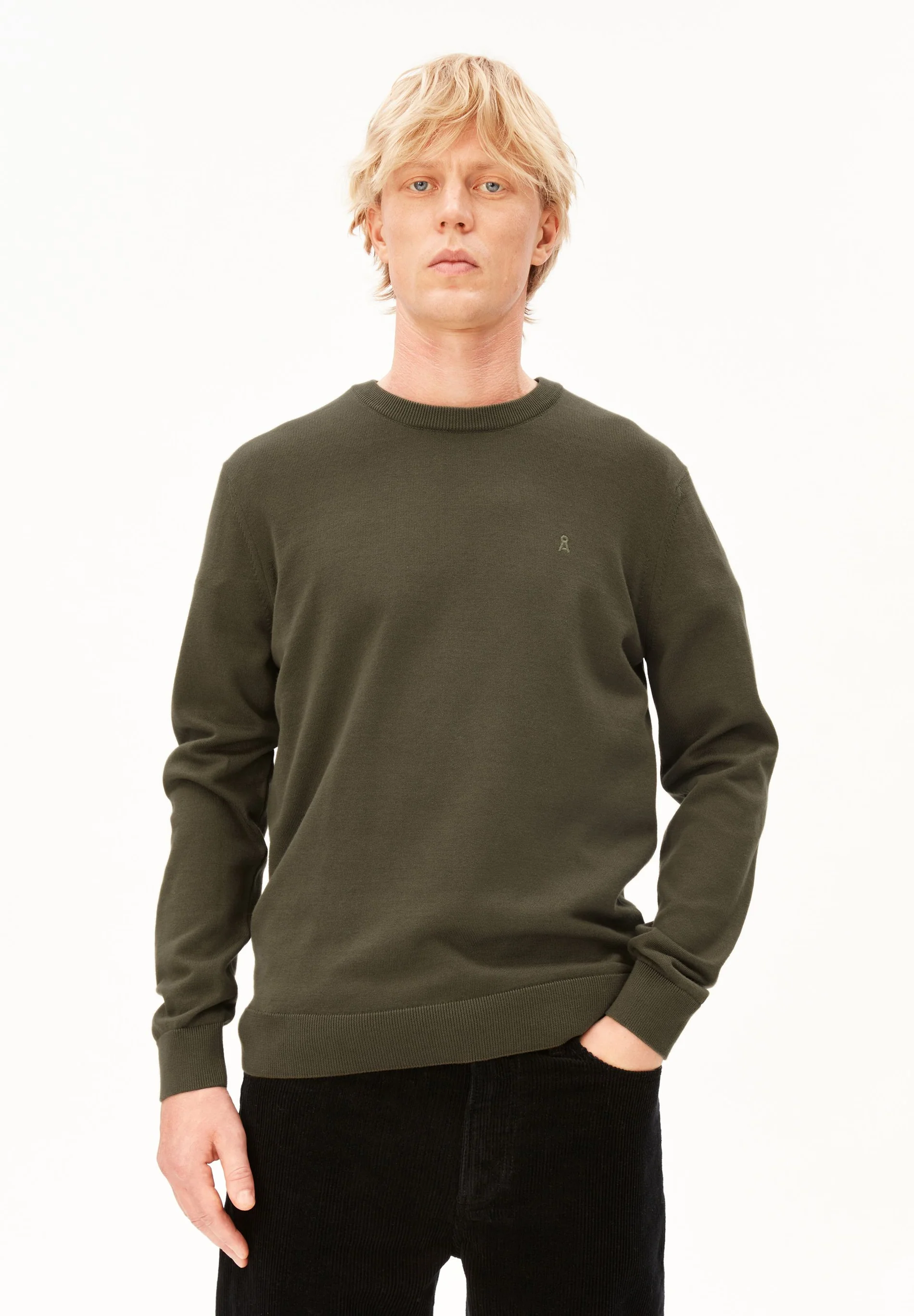 Armedagels LOUKAA STRICKPULLOVER aus 100% Bio-Baumwolle in dark earth / grün