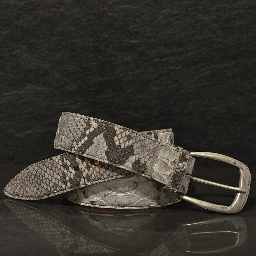 Ralph Gladen Pythonleder Gürtel Schlangenleder Sonderbreite 4,5cm in Python roccia natur