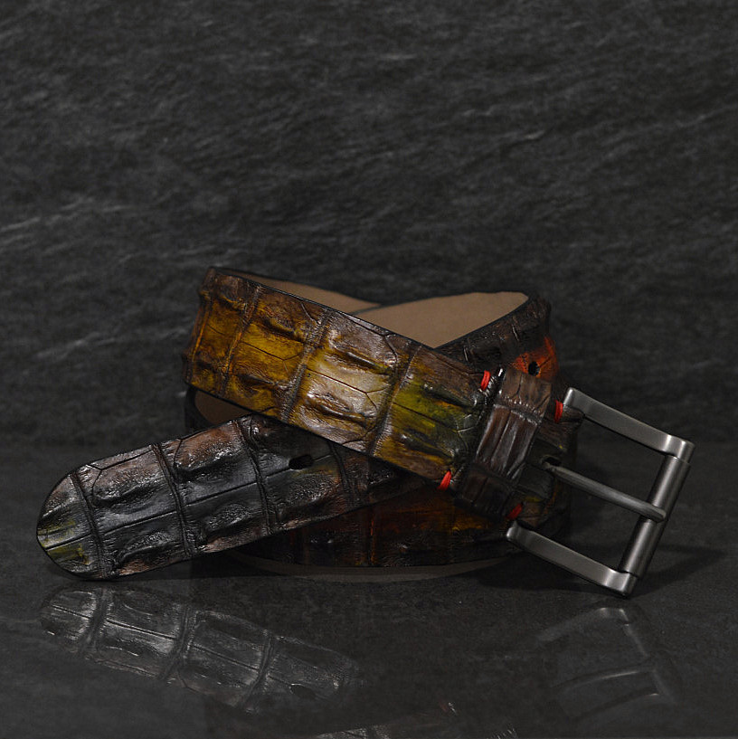 Fausto Colato Krokodilleder-Gürtel Sonderbreite 4,5cm Capri SCHIENA COCCO