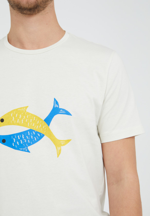 Armedangels JAAMES FISH T-Shirt aus 100% Bio-Baumwolle light linen Armedangels JAAMES FISH T-Shirt aus 100% Bio-Baumwolle light linen