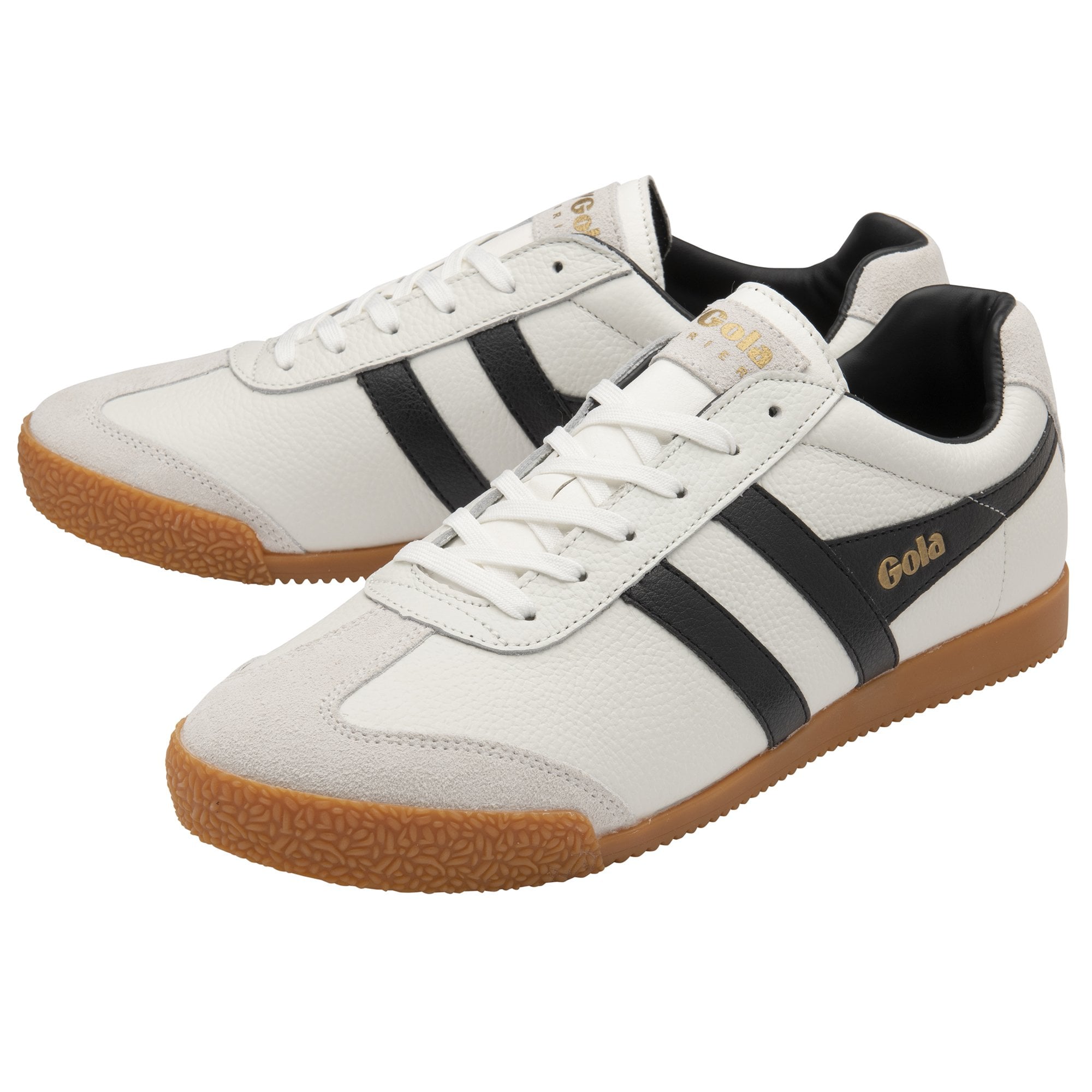 Gola Classics Sneaker Men's Harrier Leather Trainers in White/Black/Black