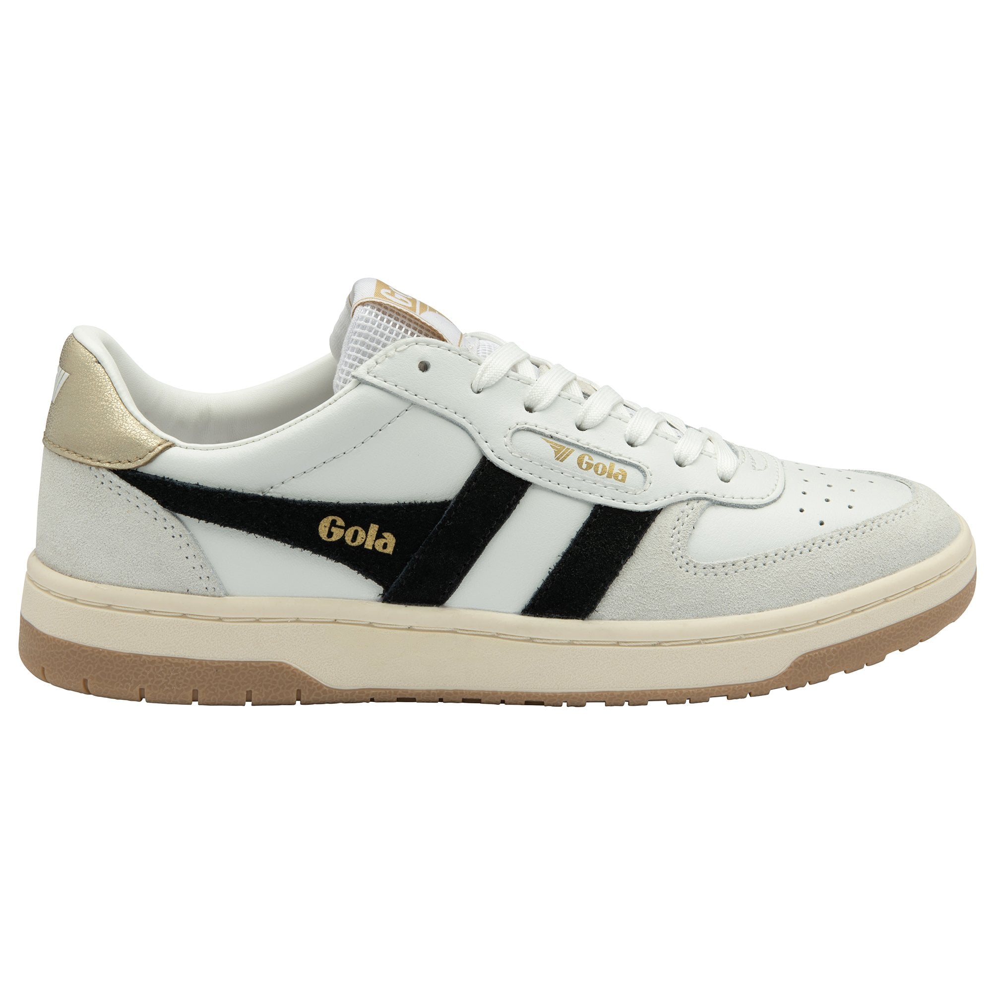 Gola Classics Women's Sneker Hawk Trainers in White/Black/Gold Gola Classics Women's Sneker Hawk Trainers in White/Black/Gold