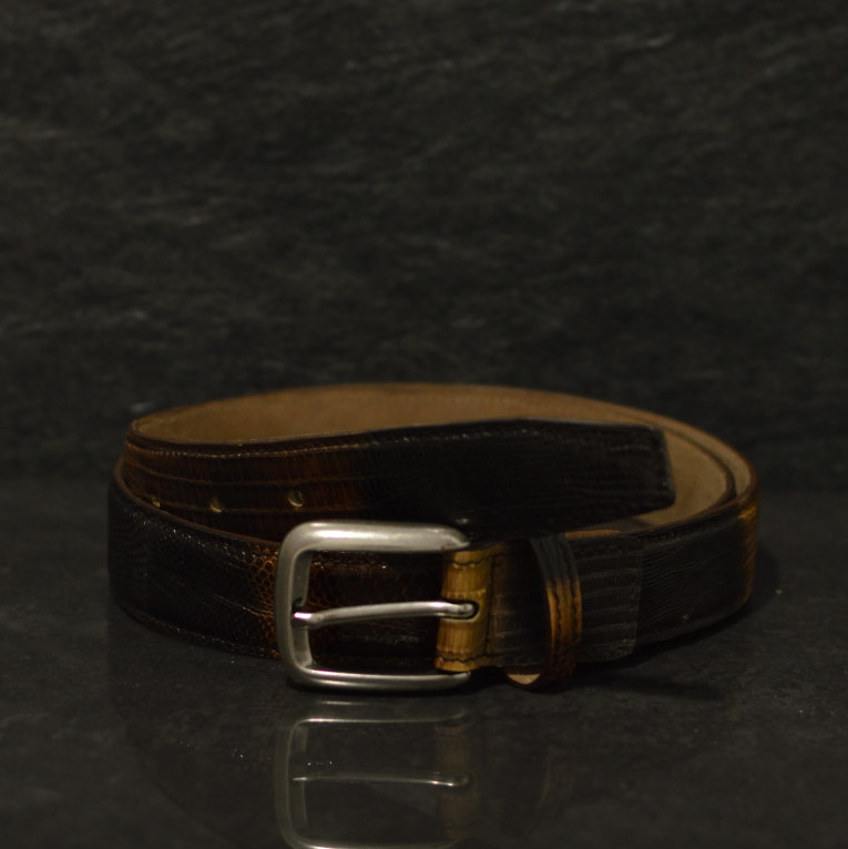 Ralph Gladen Lizard Gürtel Breite 3,0cm in schwarz braun / Eidechsenleder