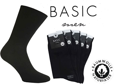 5er Pack Socken von Star-Socks Basic Men Schwarz 100% Baumwolle 