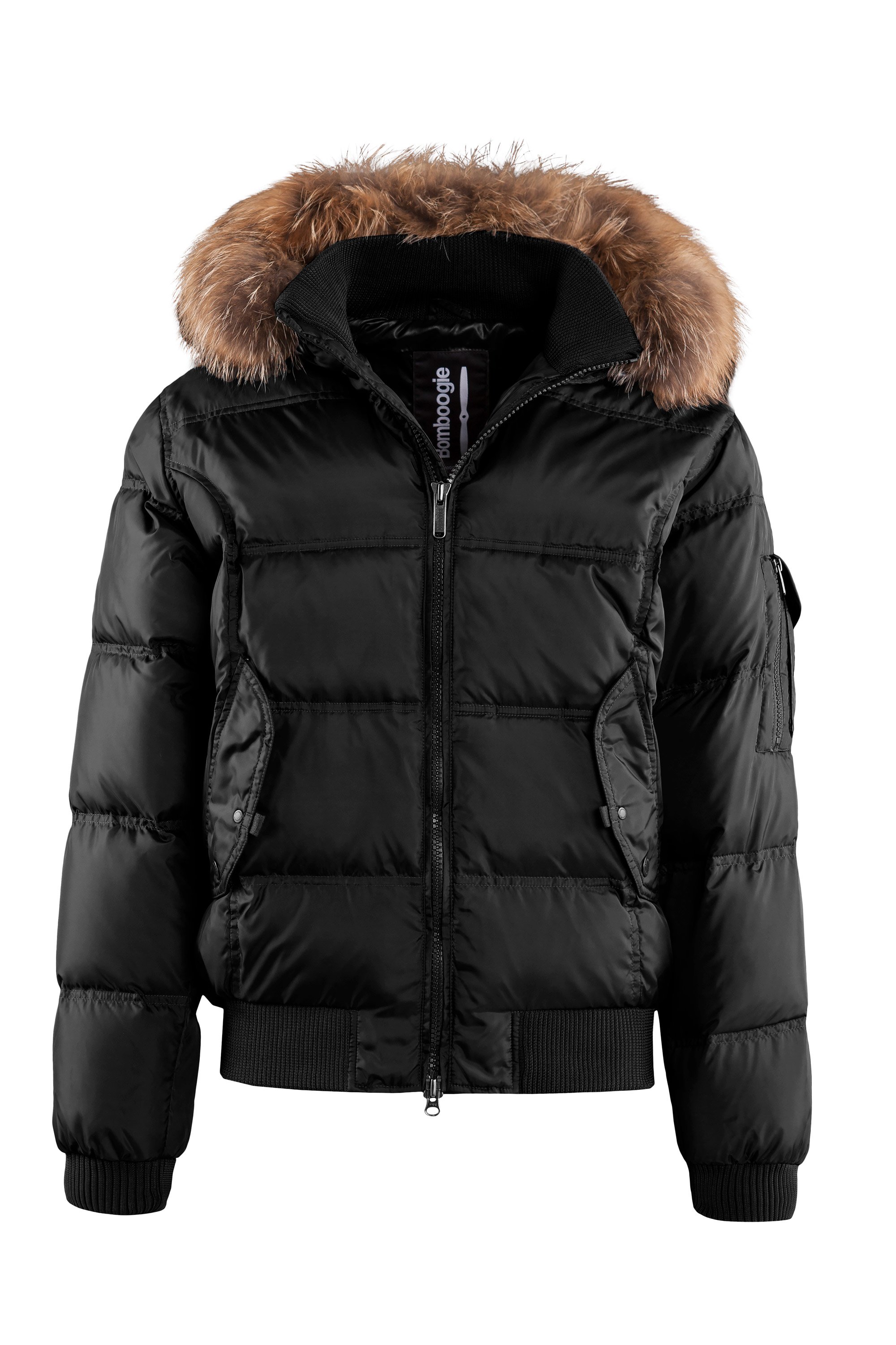 BomBoogie Daunen Bomberjacke mit echtem Pelz in schwarz Modell: 24/25 BomBoogie Daunen Bomberjacke mit echtem Pelz in schwarz Modell: 24/25