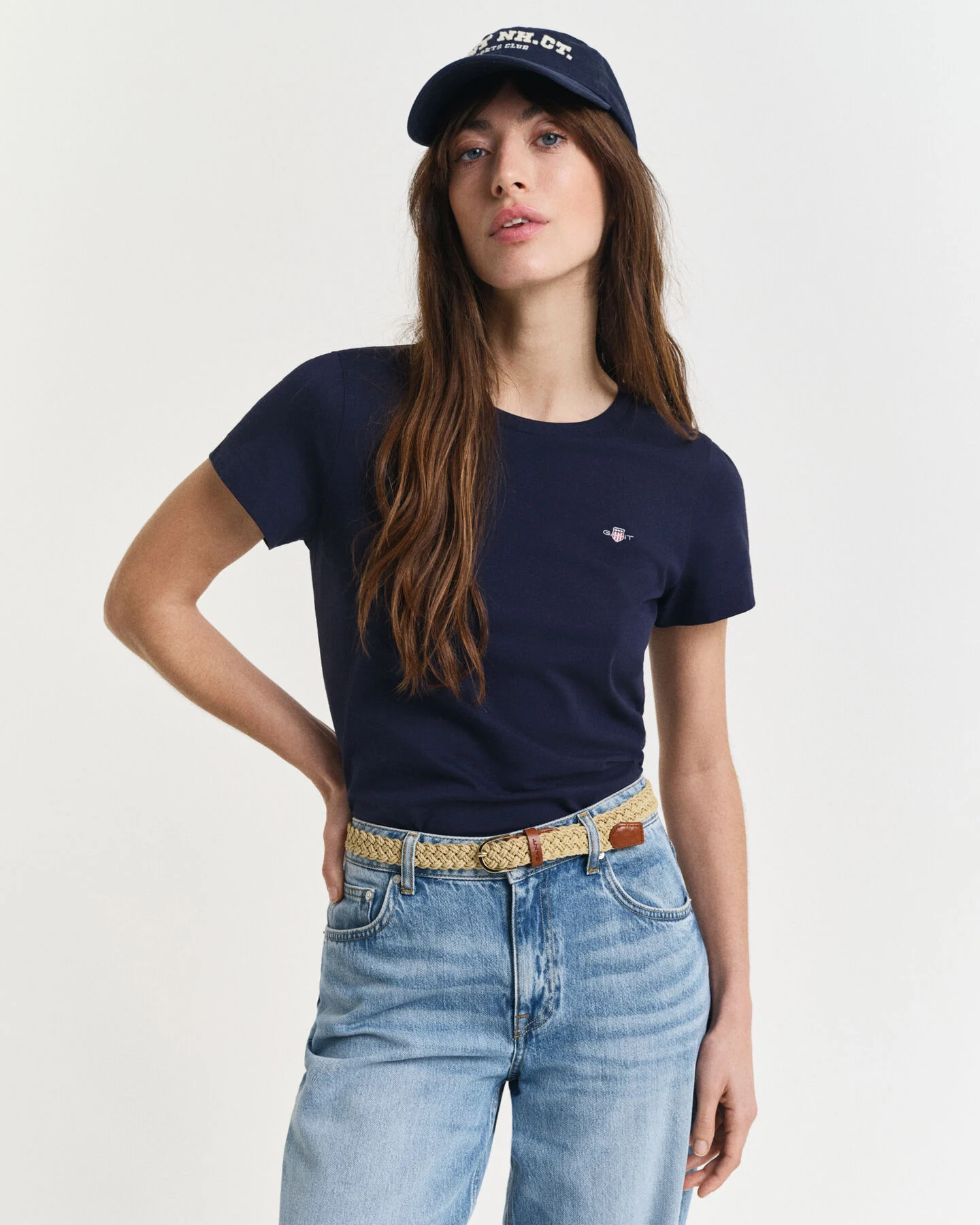 Gant Damen Reg Shield T-Shirt aus Baumwolle in Evening Blue