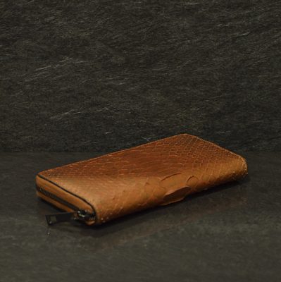 Ralph Gladen Pythonleder Zippwallet Schlangenleder Geldbörse in bronze
