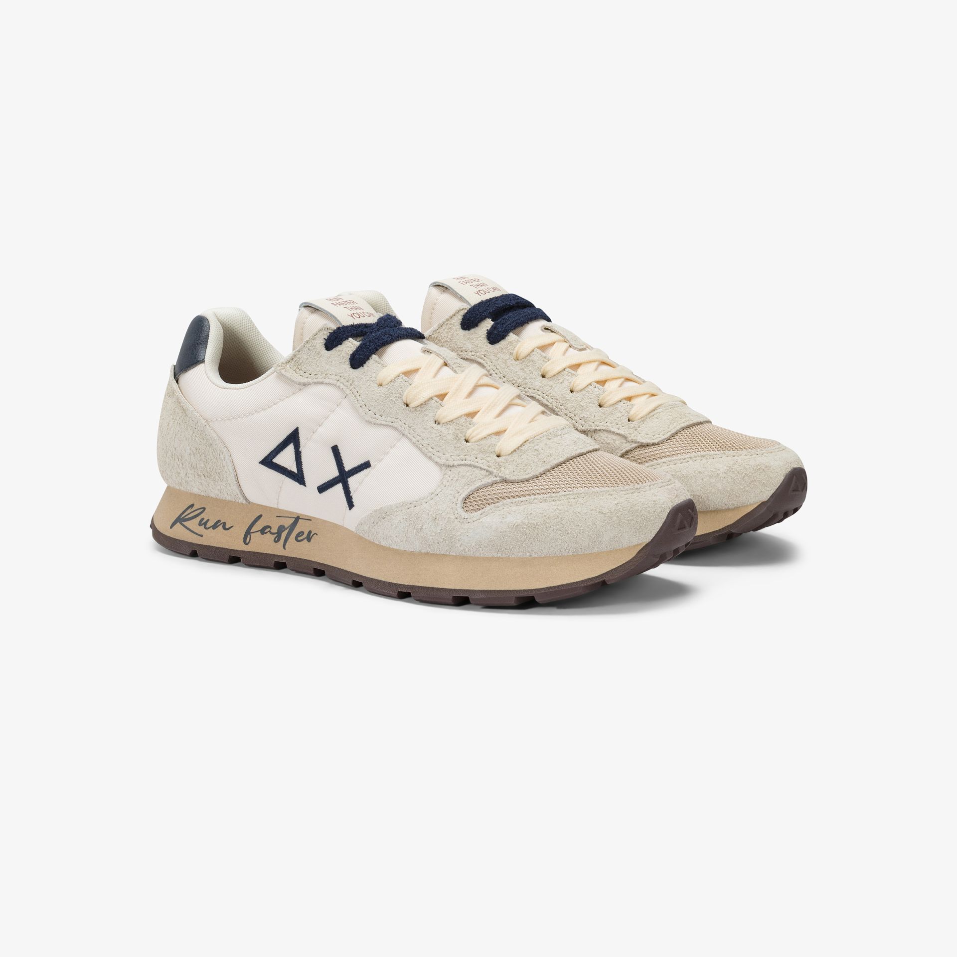 SUN68 Tom Sneaker Vintage aus Nylon und Leder in off wihte Gold Edition SUN68 Tom Sneaker Vintage aus Nylon und Leder in off wihte Gold Edition