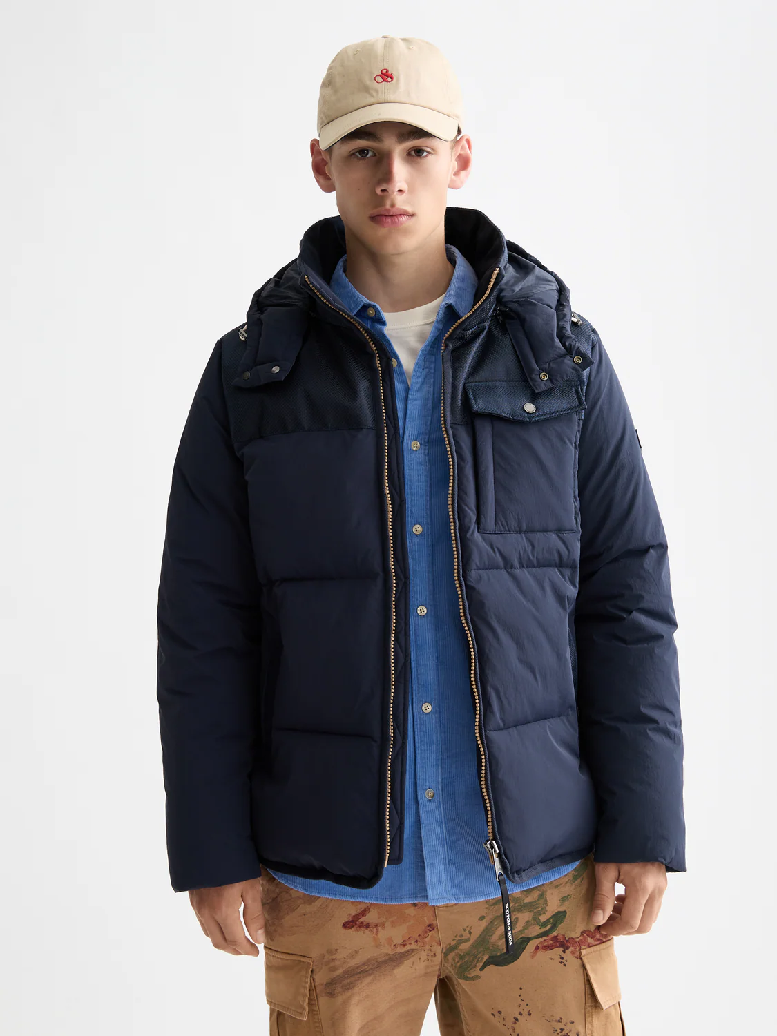 Scotch & Soda Winter Hooded puffer jacket in Sky Captain Scotch & Soda Winter Hooded puffer jacket in Sky Captain