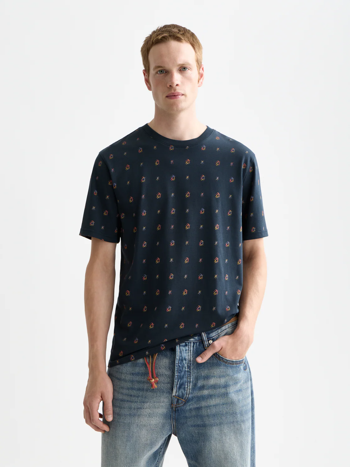 Scotch & Soda Micro-printed T-shirt aus Bio Baumwolle in Cosmic Sky Ditsy Carbon