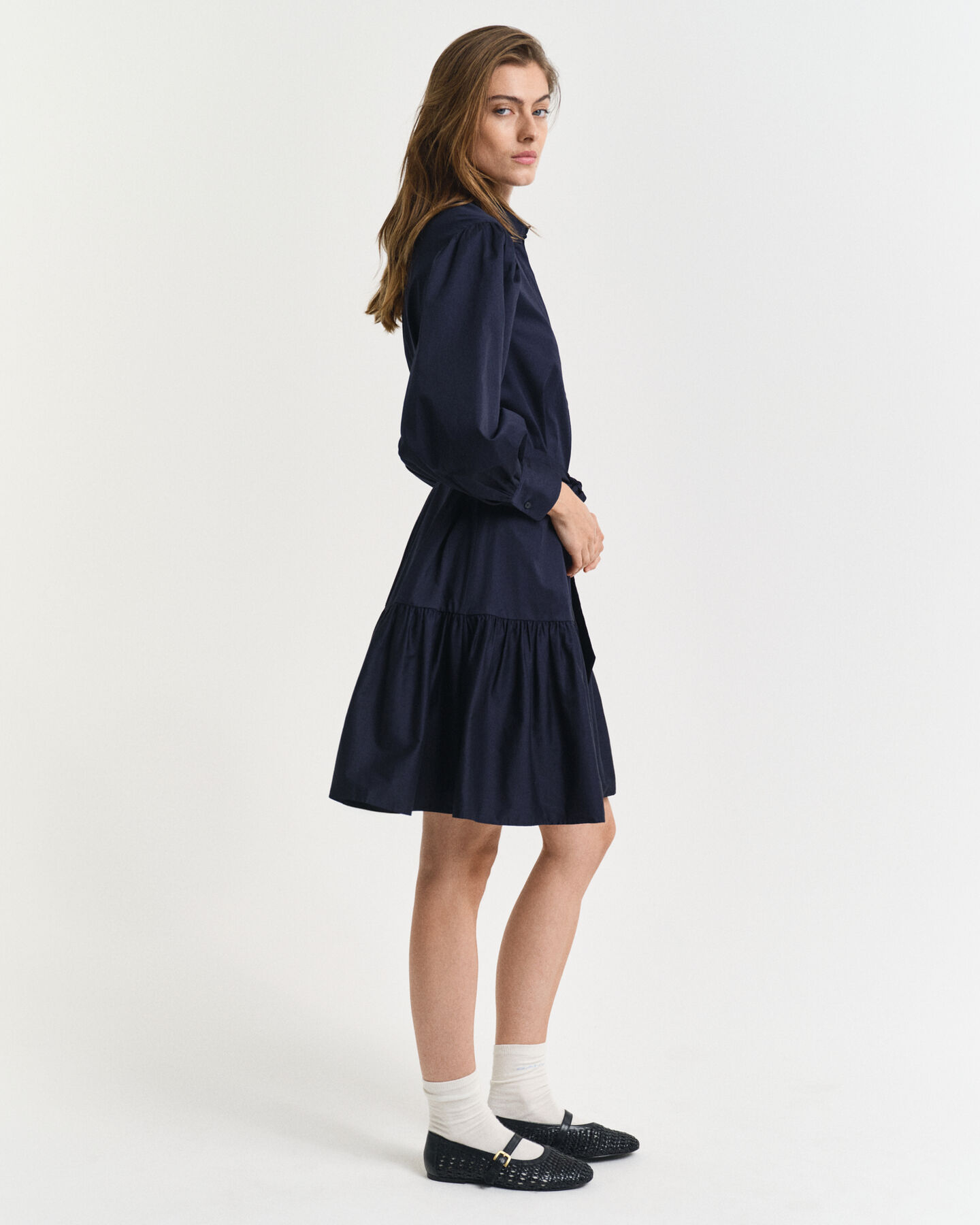 Gant Kleid aus Baumwoll-Satin in Evening Blue Gant Kleid aus Baumwoll-Satin in Evening Blue