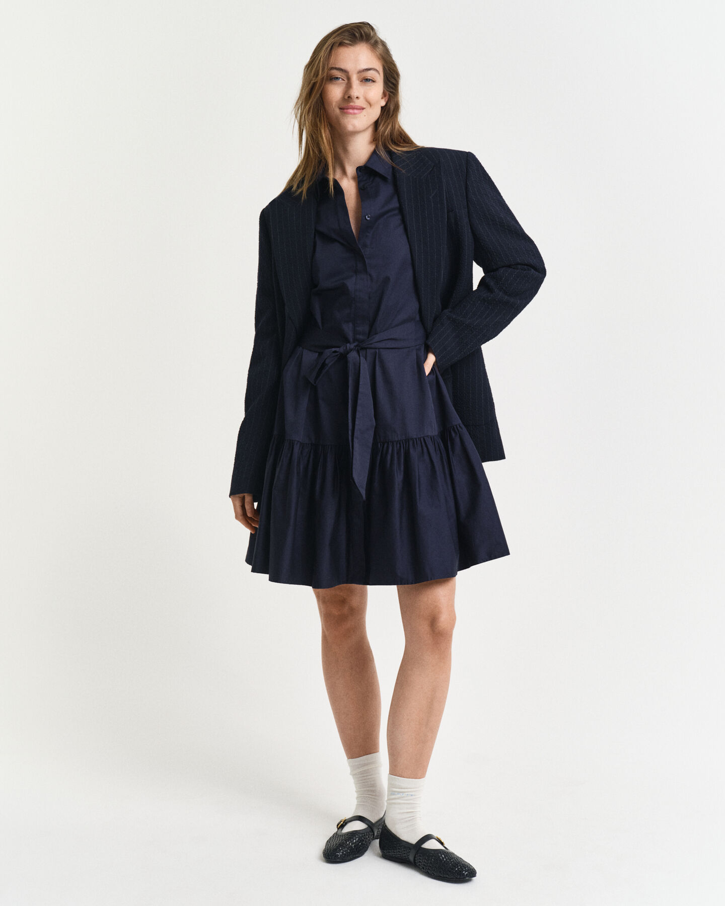 Gant Kleid aus Baumwoll-Satin in Evening Blue Gant Kleid aus Baumwoll-Satin in Evening Blue