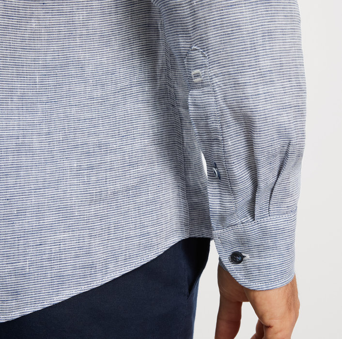 Olymp Casual Freizeithemd aus Leinen, regular fit, Stehkragen, gestreift 