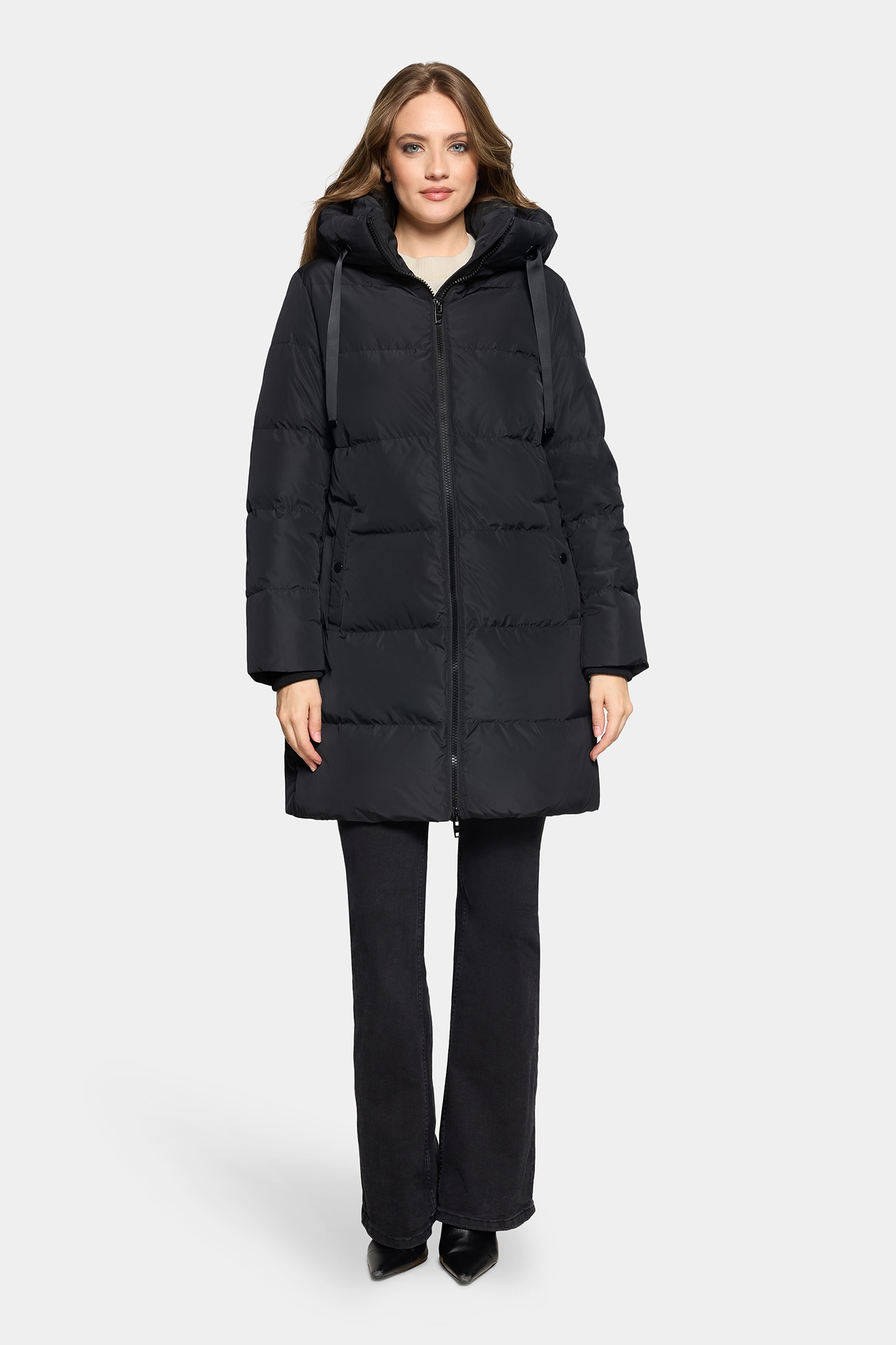 RockandBlue Samantha lange Daunen Jacke in schwarz