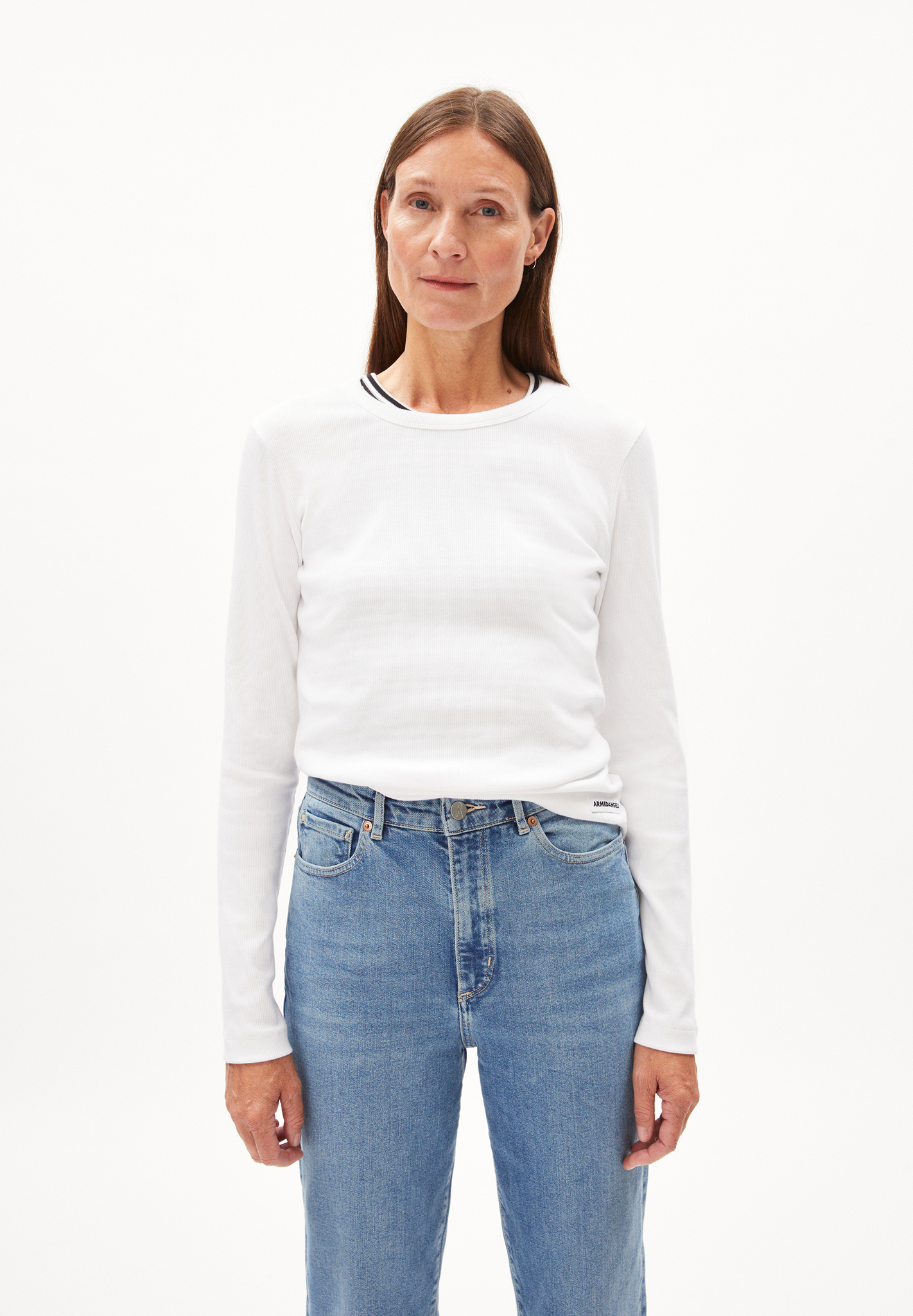  JAALIA Ripp-Longsleeve Regular Fit aus Bio-Baumwoll Mix in weiß 
