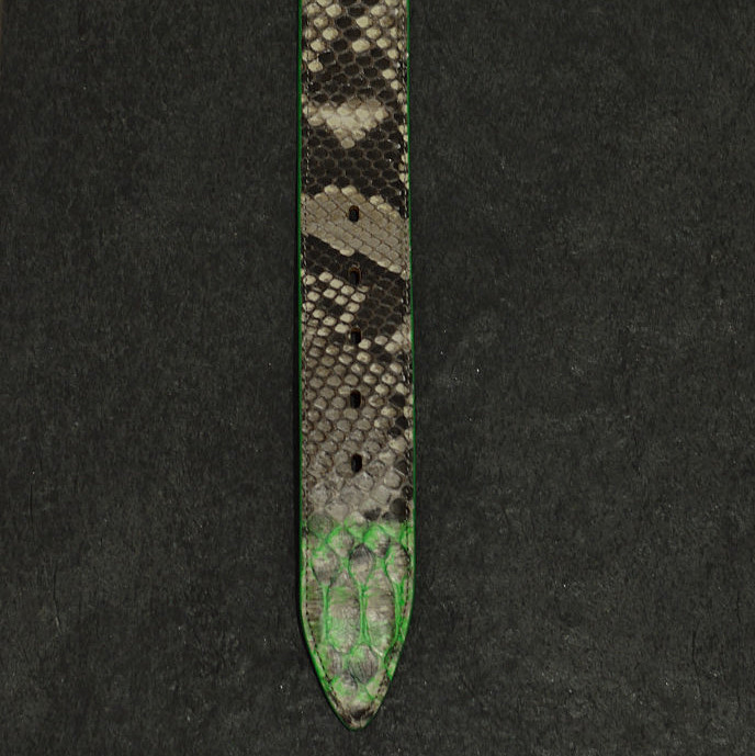 Ralph Gladen Pythonleder Gürtel Schlangenleder Sonderbreite 4,5cm in natur / neon grün