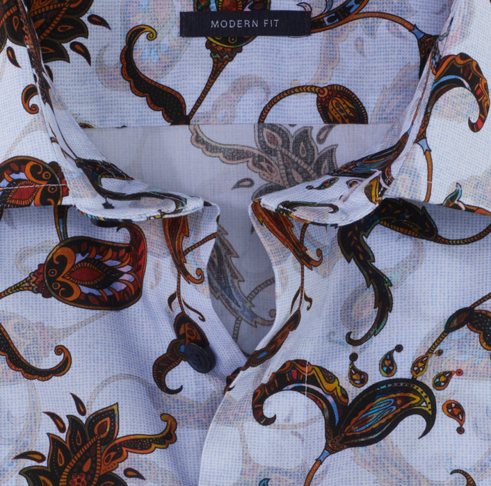 Olymp  Luxor Businesshemd, modern fit, Global Kent, Ziegelrot mit Muster  12265433