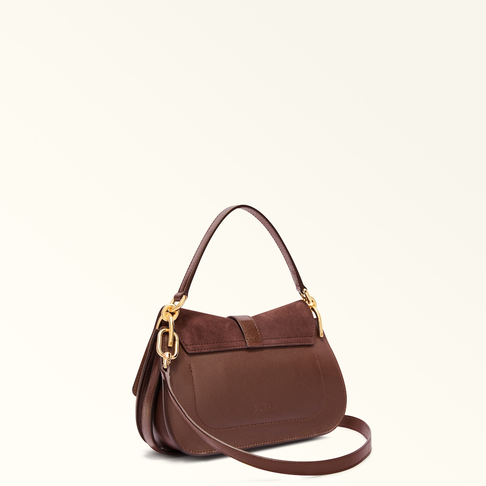 Furla Flow Henkeltasche aus Wild- und Vachetteleder L in Cioccolato Furla Flow Henkeltasche aus Wild- und Vachetteleder L in Cioccolato