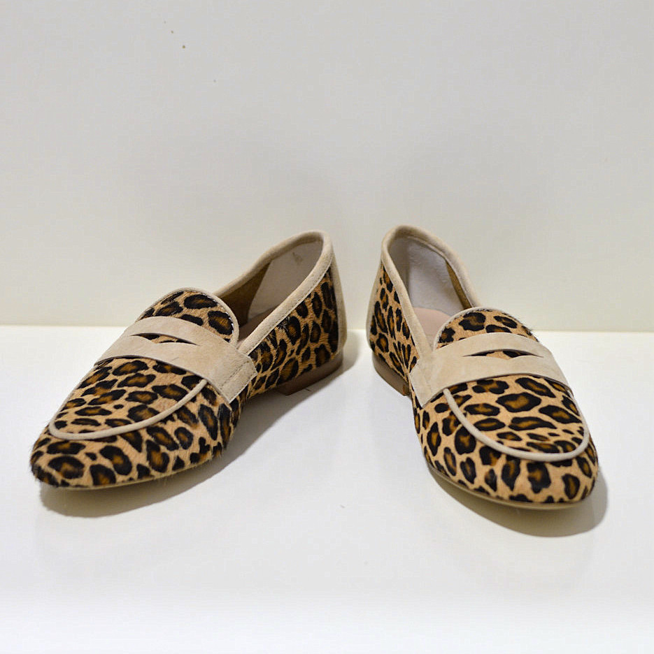 Gianluca Pisati Moccasins / Loafer Iris aus feinstem Cavallinoleder in Leo beige