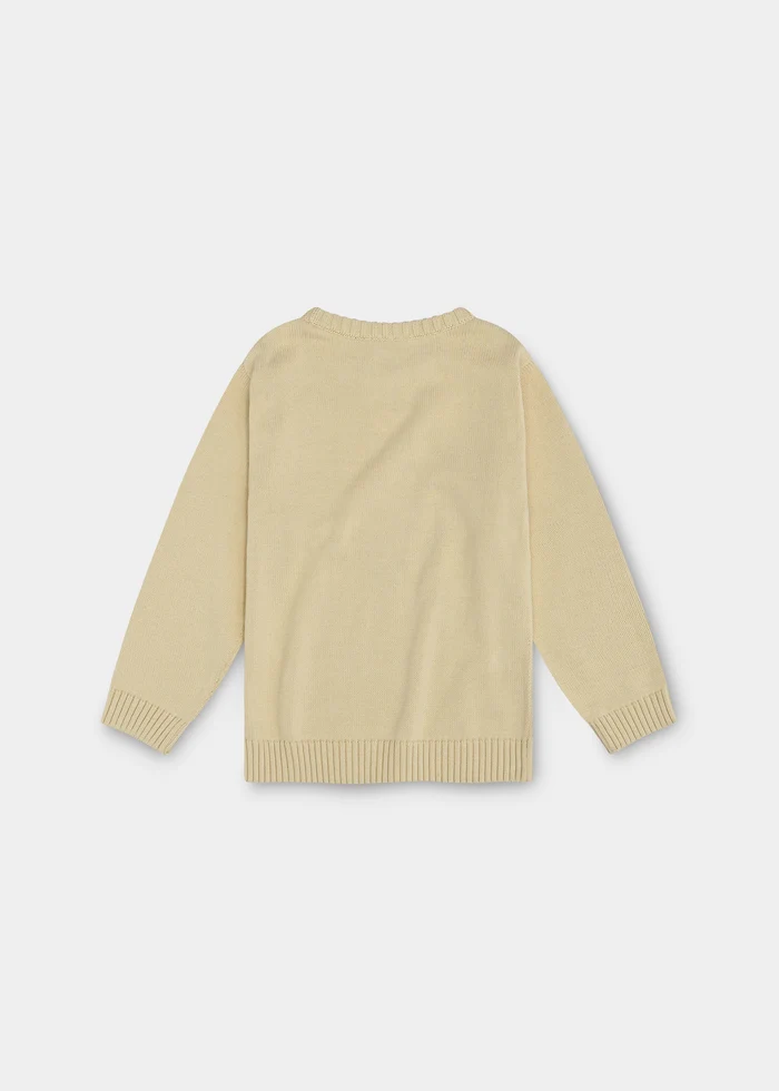 Bavarian Caps - KS23-1 Strickpulli "Tierfest" - beige (Kinder)