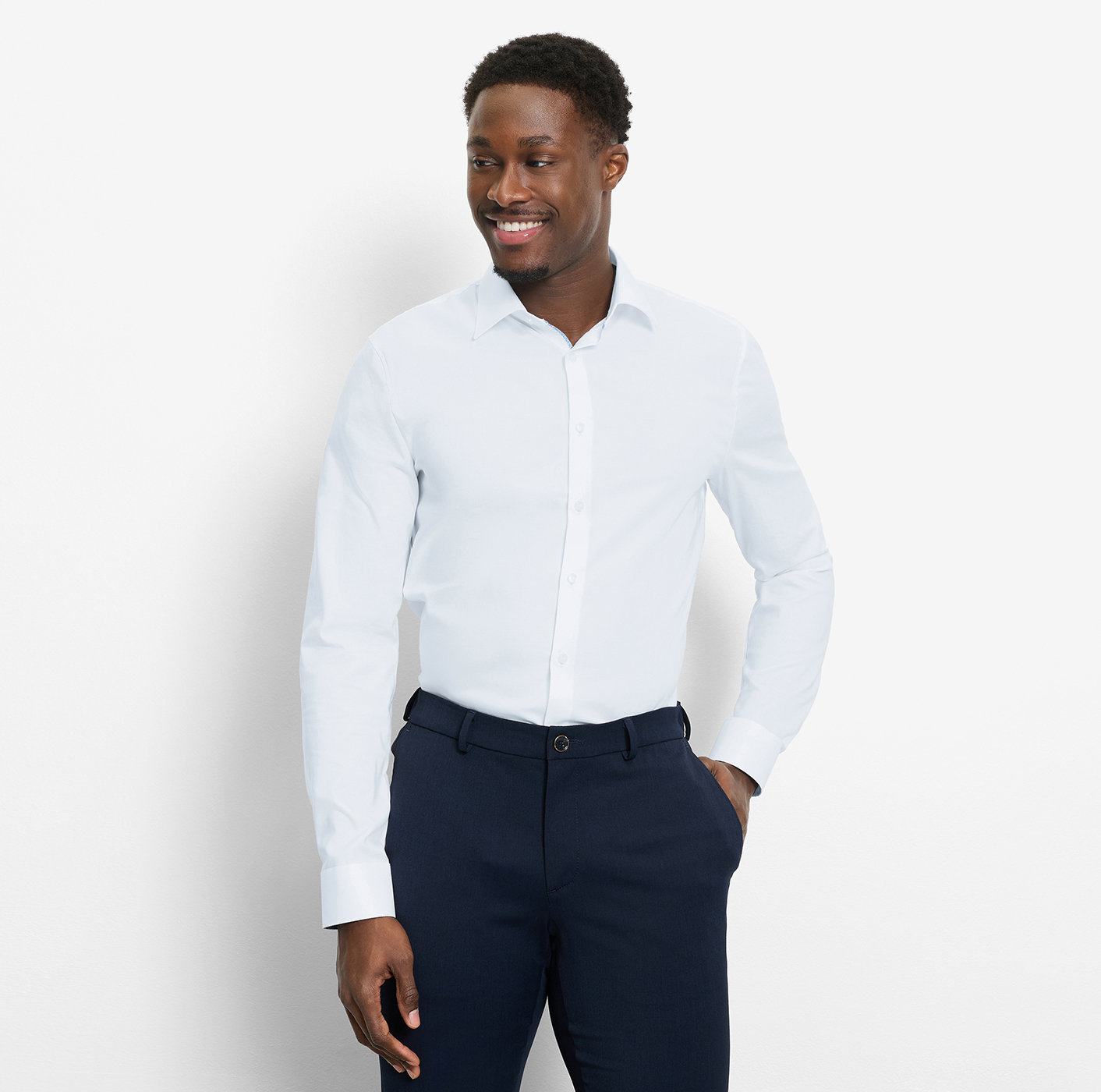 Olymp No. Six Businesshemd, super slim, Kent, in weiß mit Kontrast Ausputz