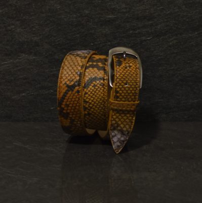 Ralph Gladen Schlangenledergürtel Python Breite 3,5cm in cognac / flieder