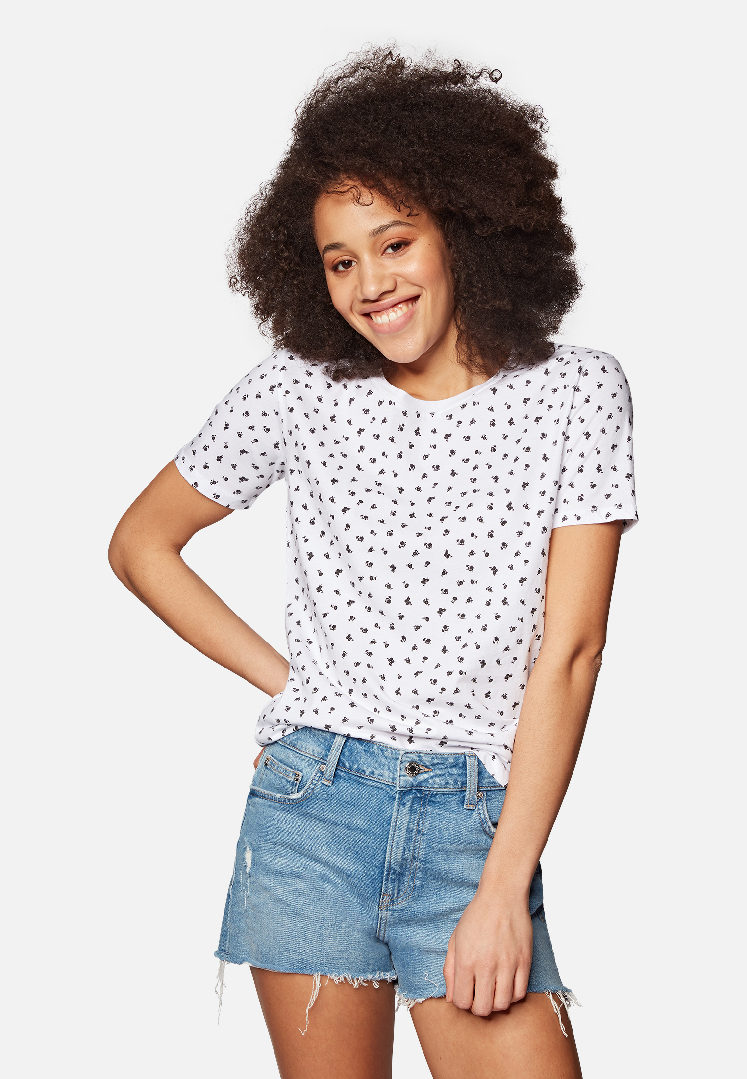Mavi T-SHIRT | T-Shirt mit Allover-Print Blumen in weiß Mavi T-SHIRT | T-Shirt mit Allover-Print Blumen in weiß