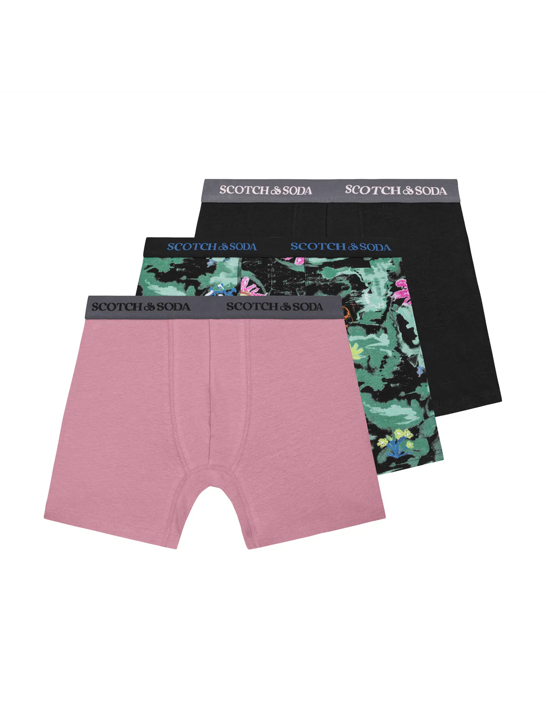 Scotch&Soda 3-PACK MEN'S COTTON BOXERS in GREEN / BLUE