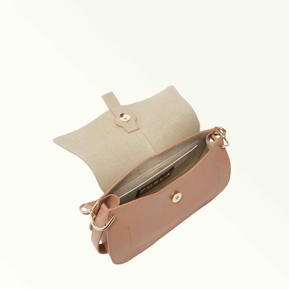 Furla Flow Top Handle aus geschmeidigem Nappaleder in Greige 