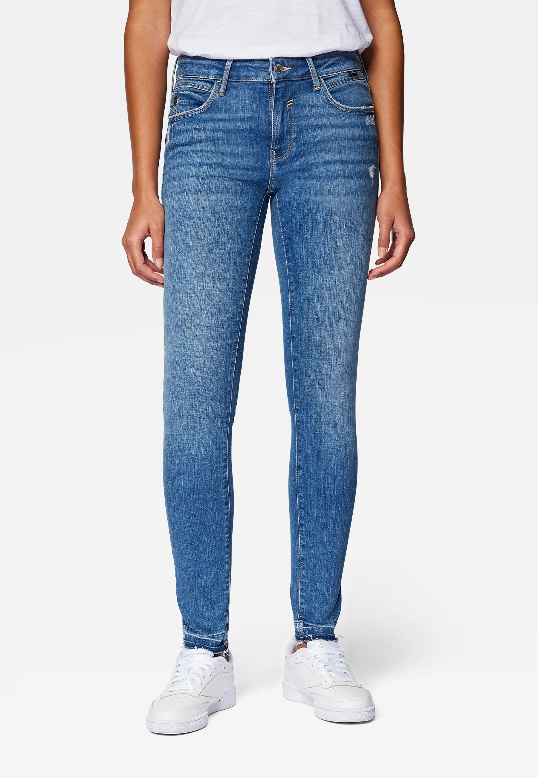 Mavi ADRIANA | Mid Rise, Super Skinny Jeans in Mid Distressed Glam 