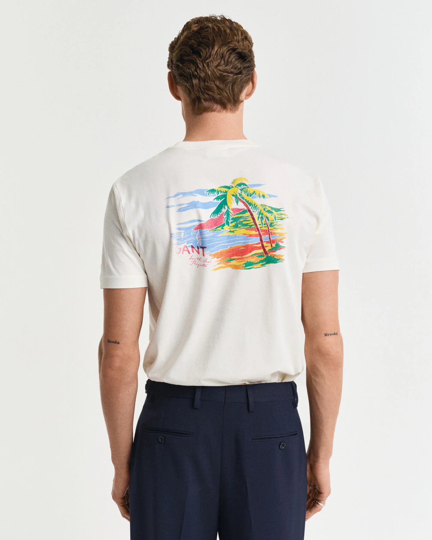 GANT USA Sailing Print Graphic T-Shirt aus Baumwolle in crem