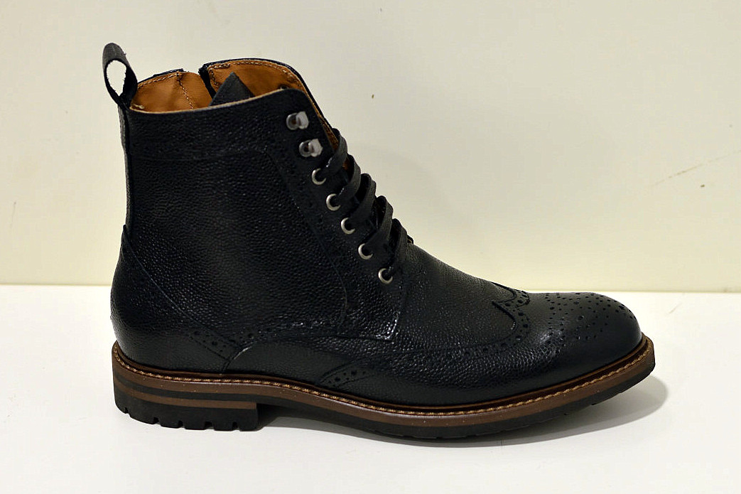 Franzini made in Italy Aston Bastioni  Herren Stiefelette / Boot aus Leder mit Struktur in schwarz 