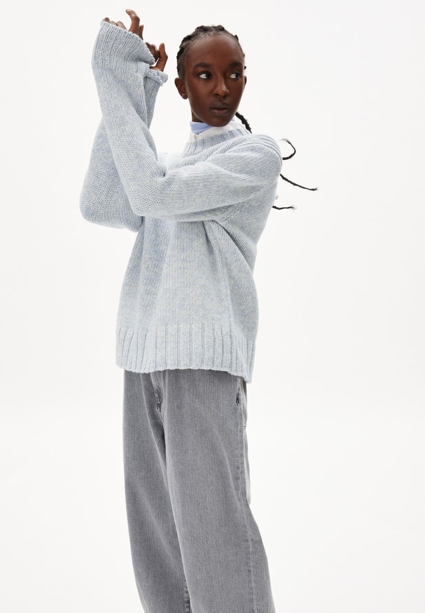 Armedangels  AMALIAA LEOPARD Strick Pullover Relaxed Fit aus Bio-Woll Mix in seafoam-oatmilk 
