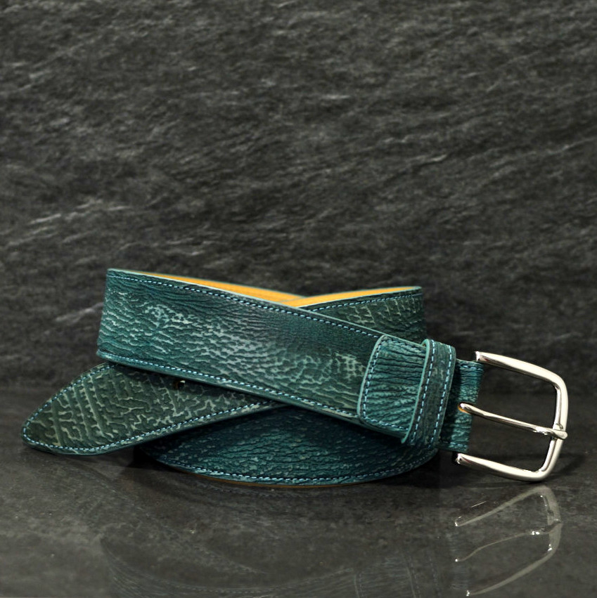 Ralph Gladen Haileder Gürtel Sharkbelt Sonderbreite 4,5cm in aqua grün Haifisch