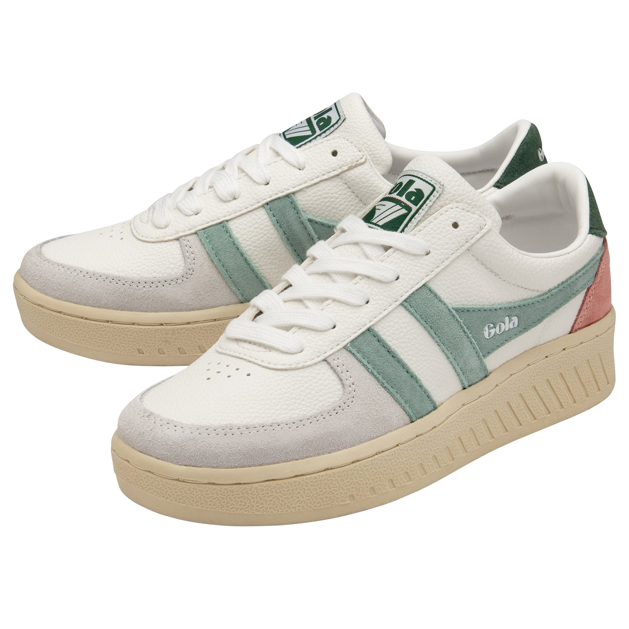  Gola Classics Women's Grandslam Trident Trainers White/Green Mist/Evergreen