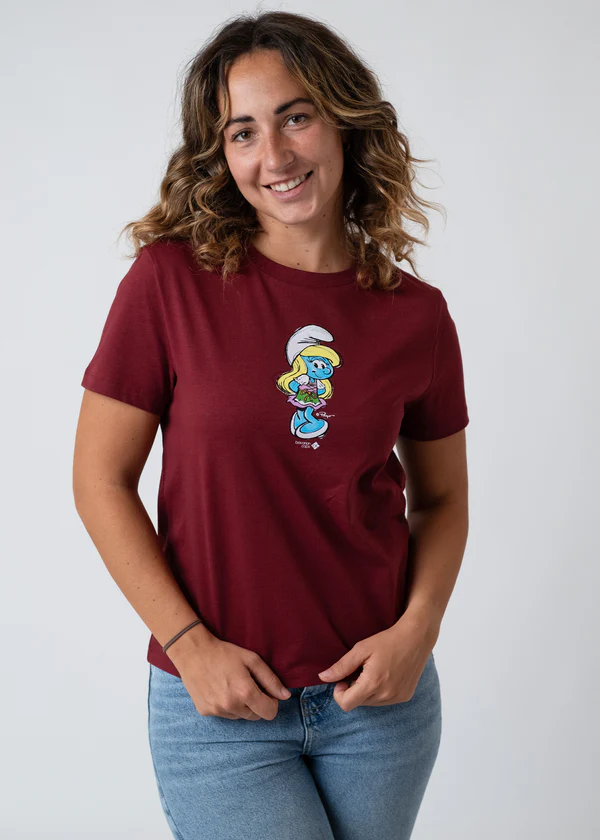 Bavarian Caps T-Shirt für Fraun Schlumpfine" - dunkelrot - FT58-1