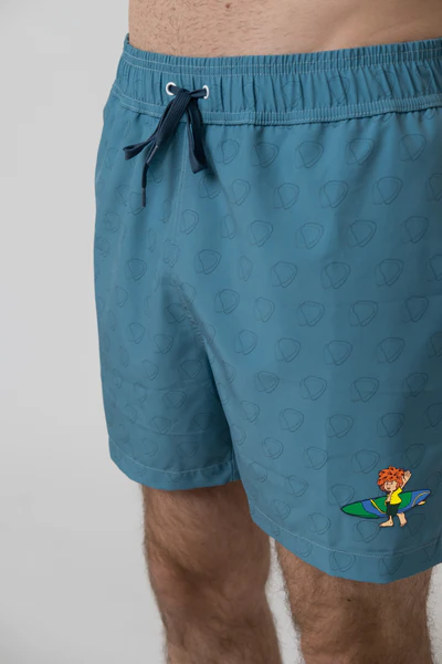 Bavarian Caps Badehose "Pumuckl surft" - graublau - HL20-2