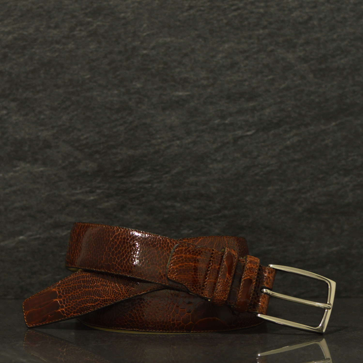 Possum Reptilienleder-Gürtel Strauß Fuß/ Ostich Breite 3,5 cm Braun Possum Reptilienleder-Gürtel Strauß Fuß/ Ostich Breite 3,5 cm Braun