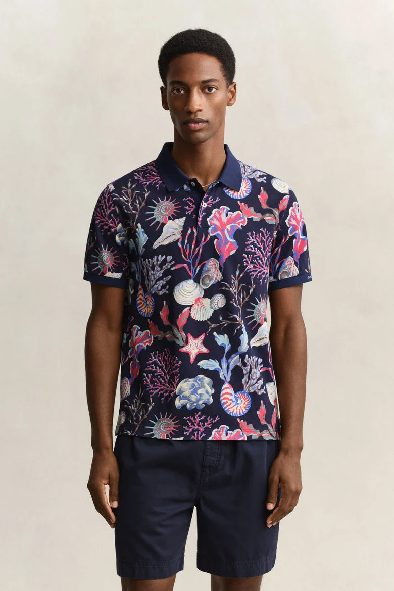 GANT Poloshirt mit Print Korellenriff in Classic blue