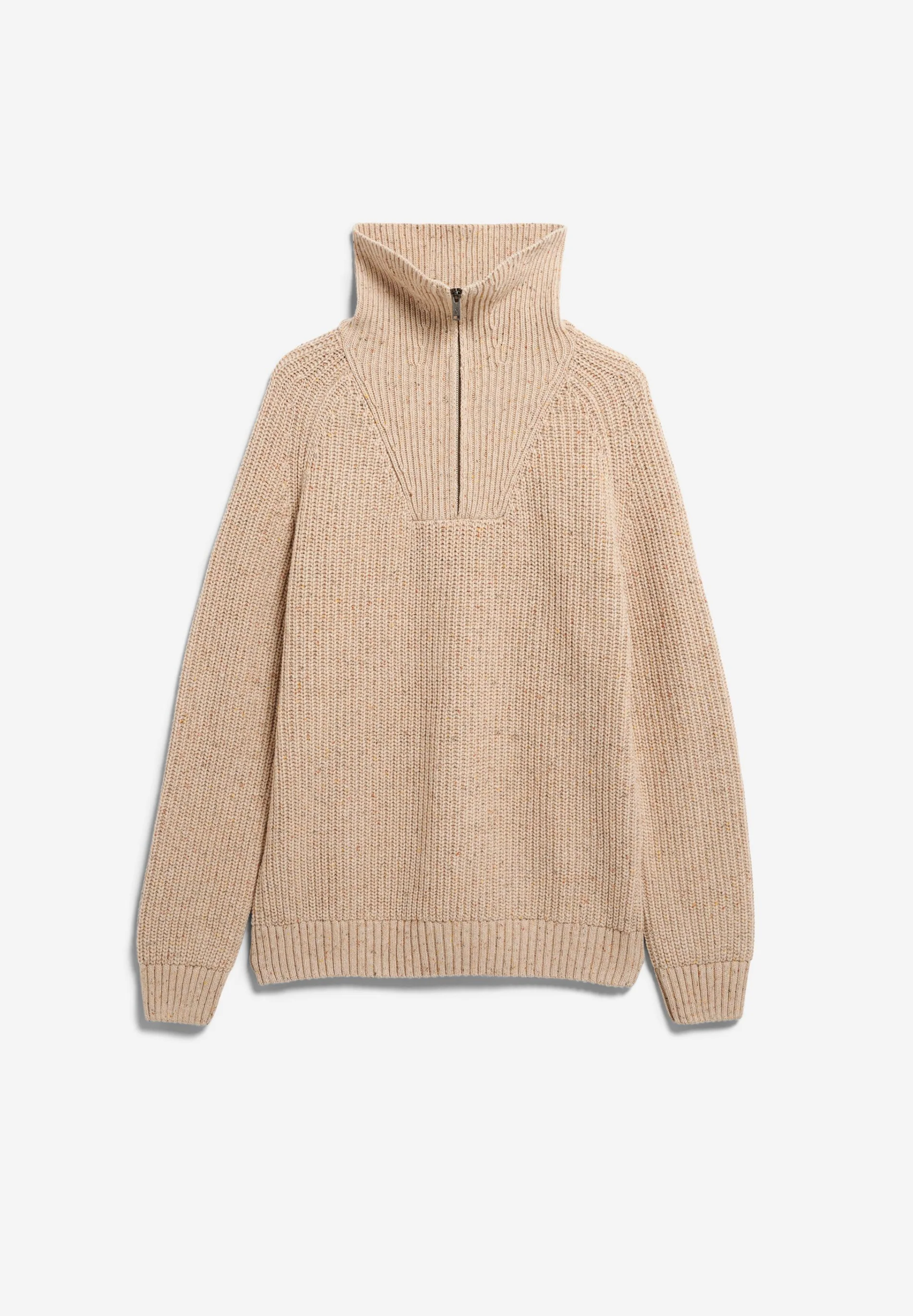Armedangels TWEED-STRICK-TROYER  recycelter Woll-Mix in sandstone