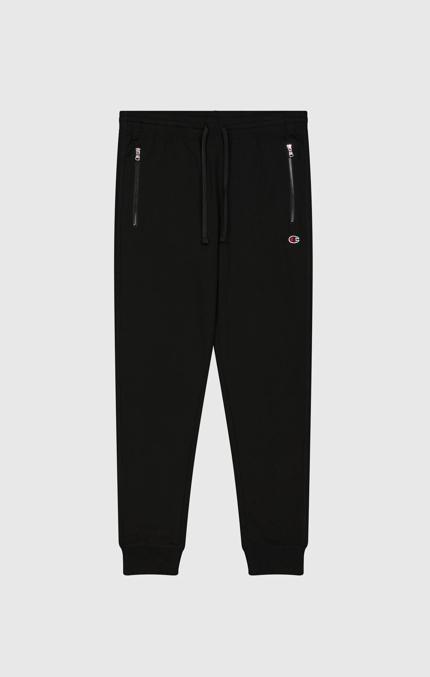 Champion Slim Fit Herren Leichte Rib Cuff Pants mit Reißverschlusstaschen Icons Schwarz