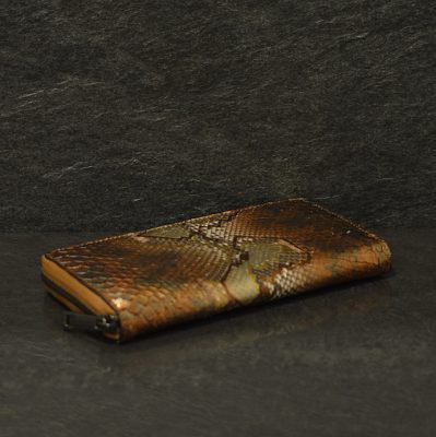 Ralph Gladen Pythonleder Zippwallet Schlangenleder Geldbörse inbronze / gold / roccia