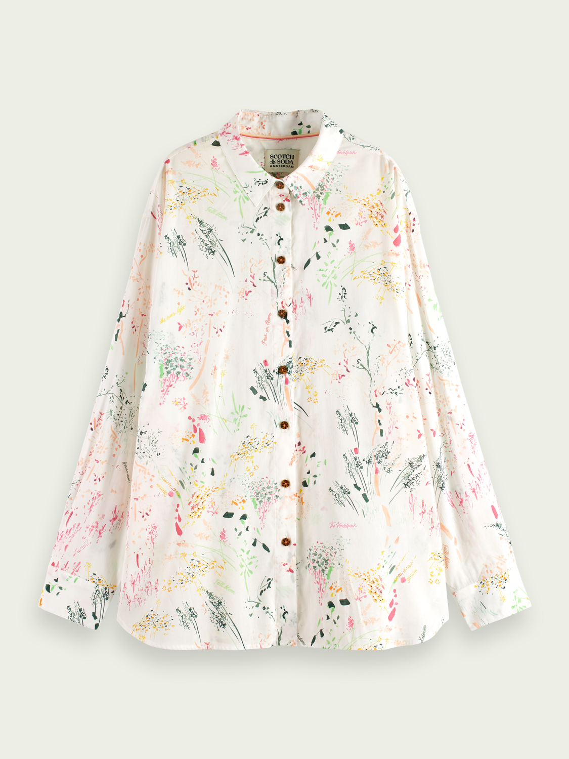 Scotch&Soda Bluse / Oversize-Shirt mit Print in Wilder White