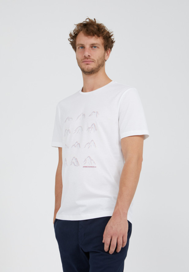 Armedangels  JAAMES MANY MOUNTAINS T-Shirt aus 100% Bio-Baumwolle weiss