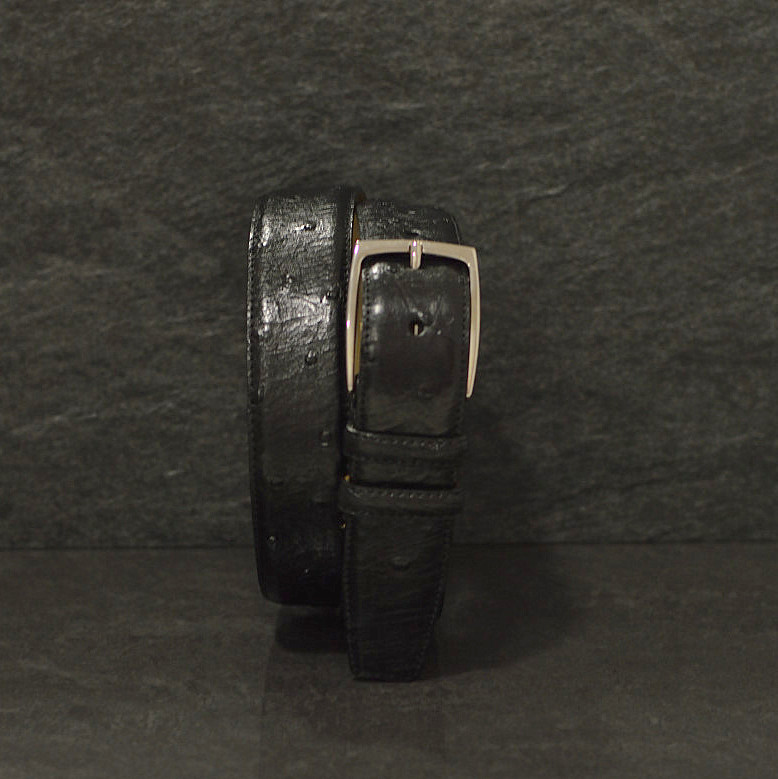 Possum Straußenleder-Gürtel Ostrich Breite 3,5 cm schwarz