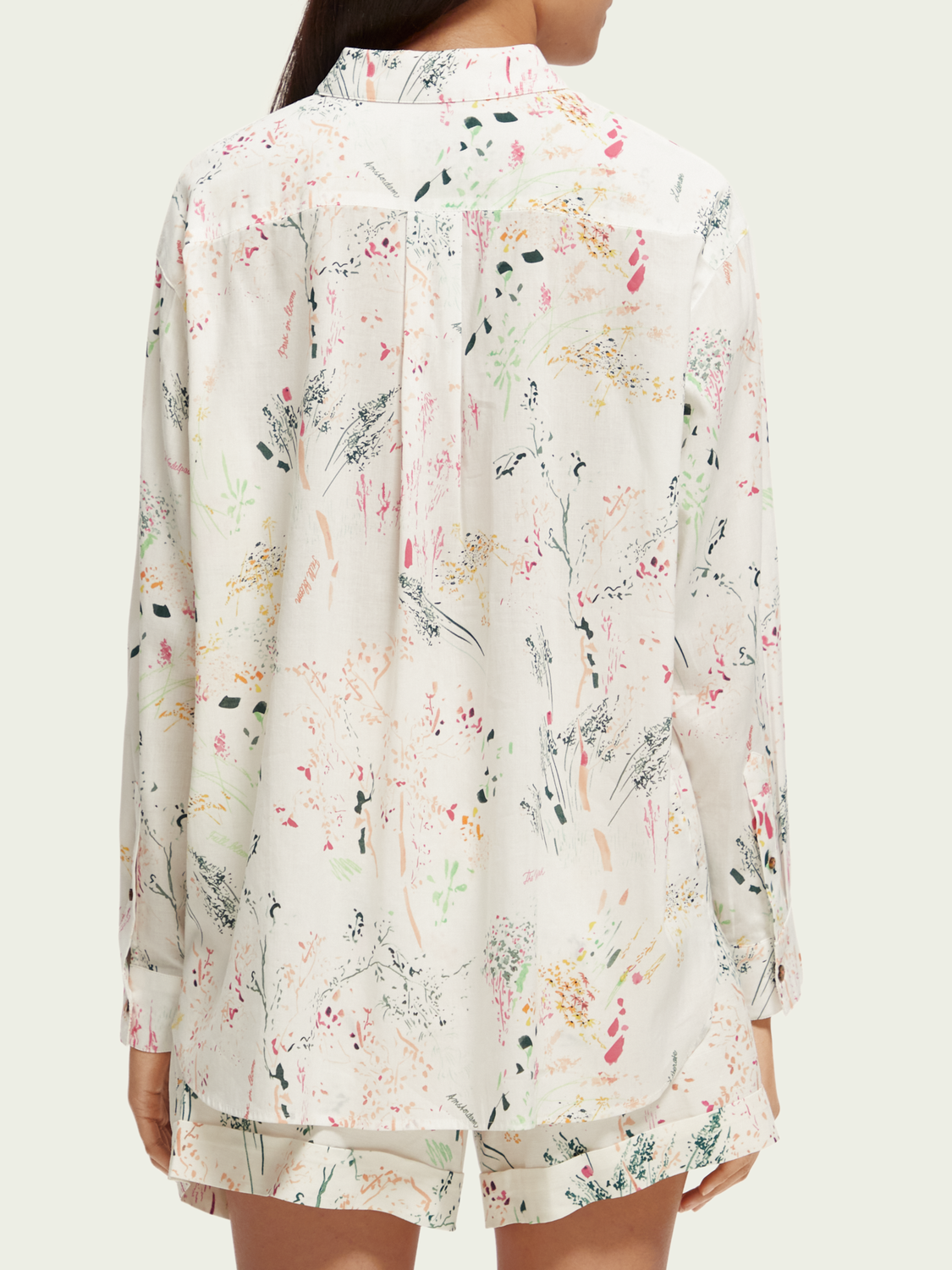 Scotch&Soda Bluse / Oversize-Shirt mit Print in Wilder White